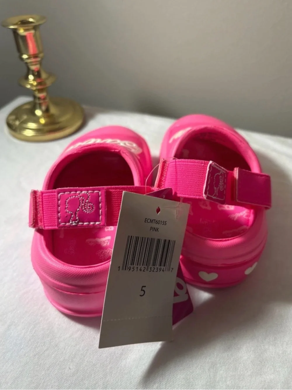 Barbie toddler size 5 Hot Pink Slip-On Clogs with White Logo brand new w tags